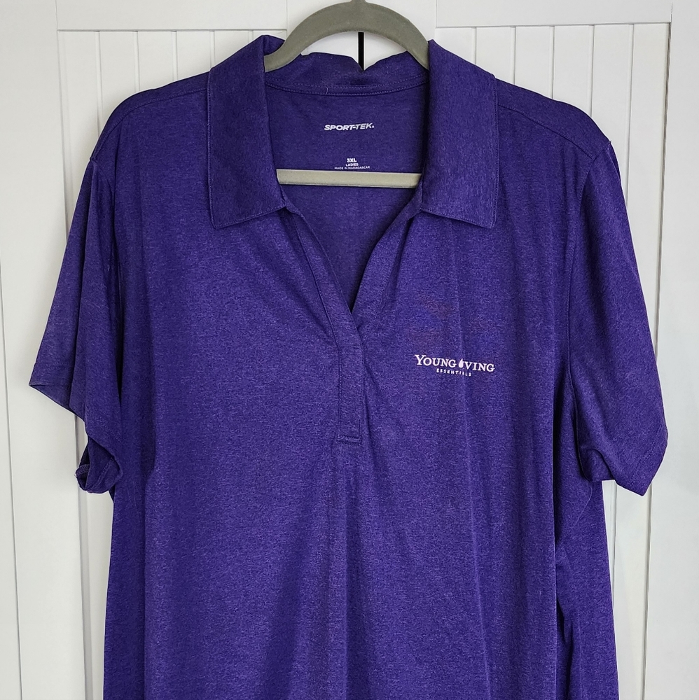 Plus Size Women's Purple Sport-Tek Young Living Polo Size 3X